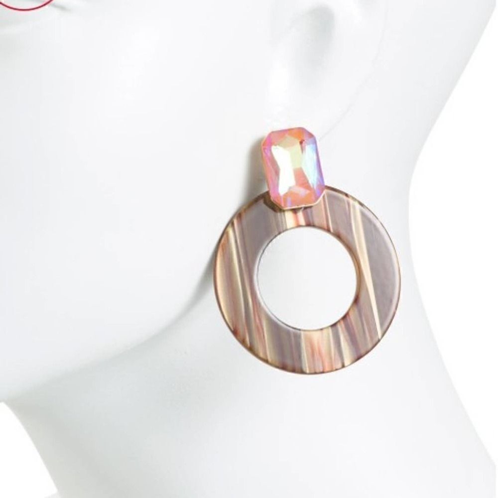 Joan Vass brown and pink hoop earrings